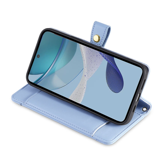 For Kyocera Android One S10 Sheep Texture Cross-body Zipper Wallet Leather Phone Case(Blue)