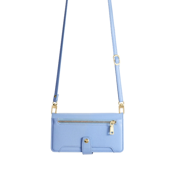 For Kyocera Android One S10 Sheep Texture Cross-body Zipper Wallet Leather Phone Case(Blue)