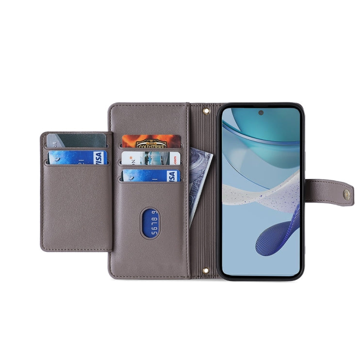 For Kyocera Android One S10 Sheep Texture Cross-body Zipper Wallet Leather Phone Case(Grey)