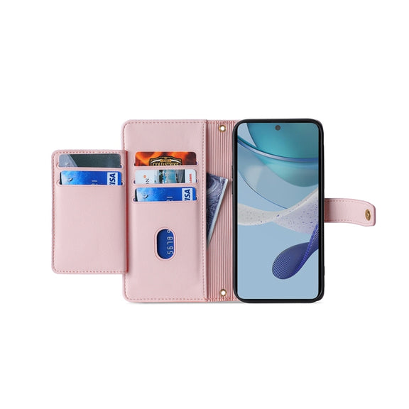 For Kyocera Android One S10 Sheep Texture Cross-body Zipper Wallet Leather Phone Case(Pink)