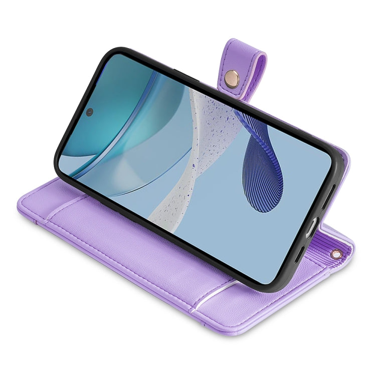 For Kyocera Android One S10 Sheep Texture Cross-body Zipper Wallet Leather Phone Case(Purple)