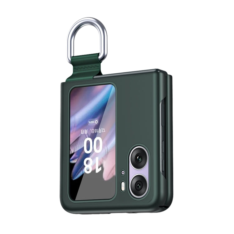 For OPPO Find N2 Flip Skin Feel Ultra-thin Ring Buckle Shockproof Phone Case(Green)