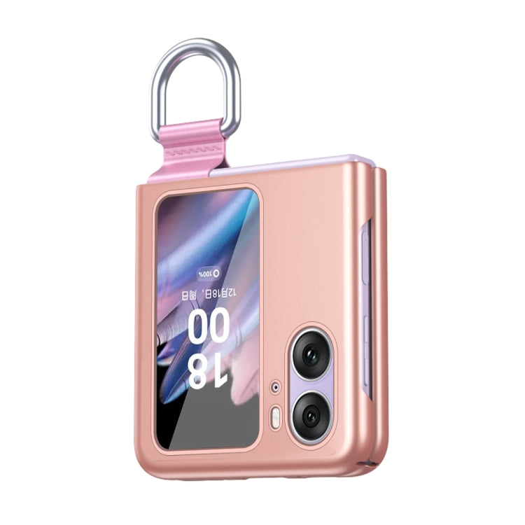 For OPPO Find N2 Flip Skin Feel Ultra-thin Ring Buckle Shockproof Phone Case(Rose Gold)