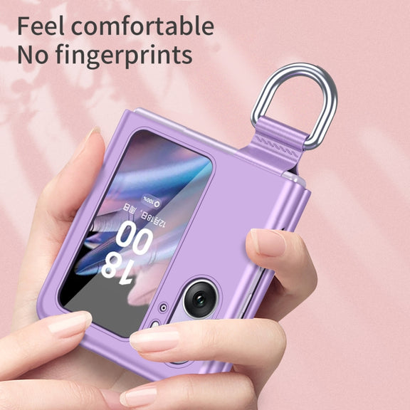 For OPPO Find N2 Flip Skin Feel Ultra-thin Ring Buckle Shockproof Phone Case(Green)