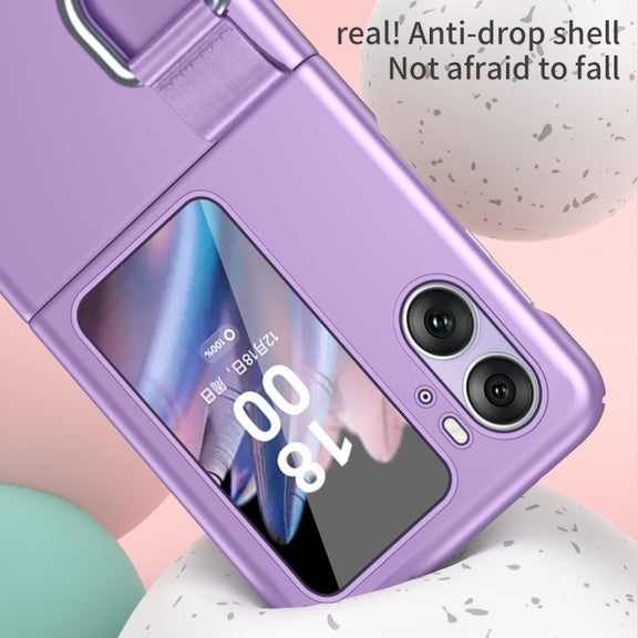 For OPPO Find N2 Flip Skin Feel Ultra-thin Ring Buckle Shockproof Phone Case(Green)