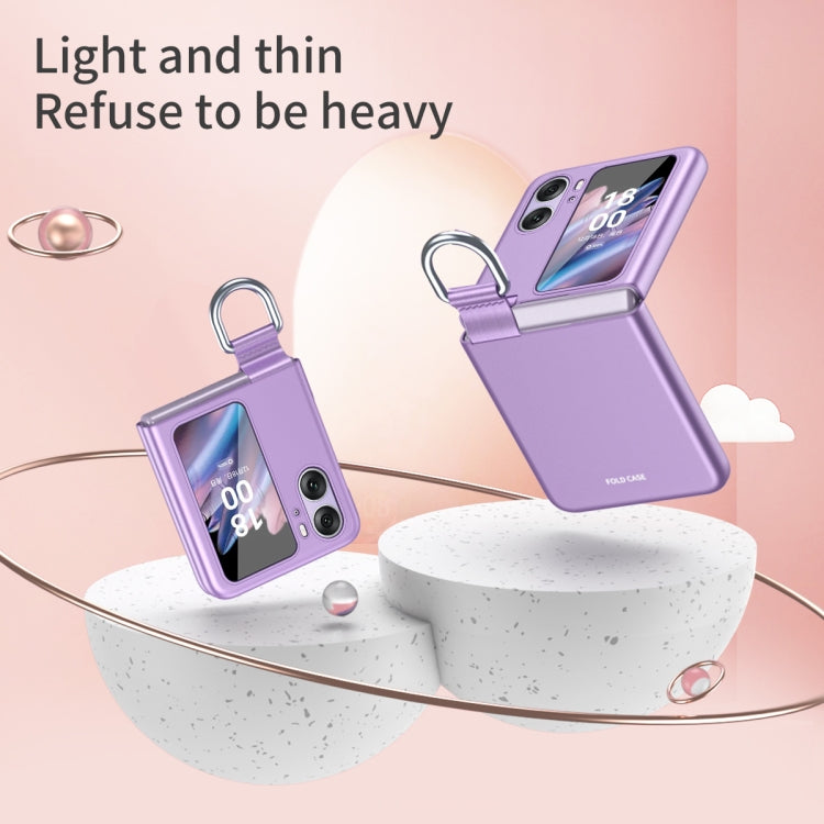 For OPPO Find N2 Flip Skin Feel Ultra-thin Ring Buckle Shockproof Phone Case(Rose Gold)