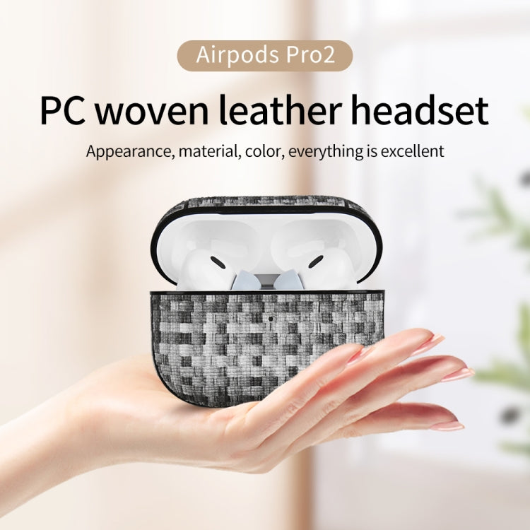 For AirPods Pro 2 PC Woven Leather Skin Earphone Case(Pink)
