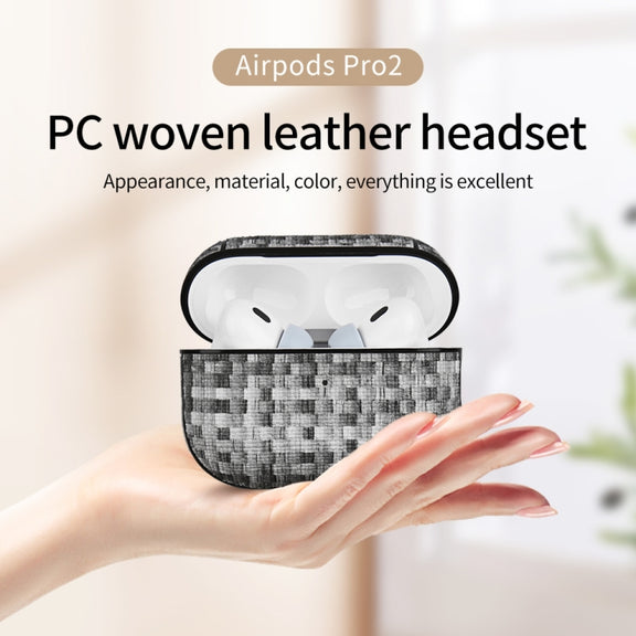 For AirPods Pro 2 PC Woven Leather Skin Earphone Case(Pink)