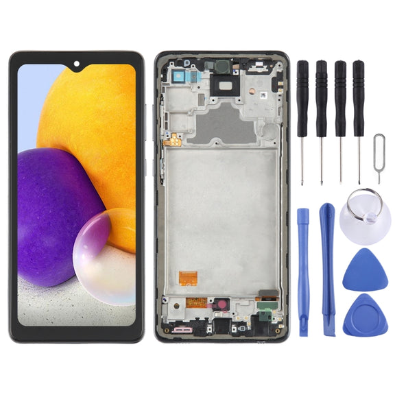 6.36 inch OLED LCD Screen for Samsung Galaxy A72 SM-A725 6.33 inch Digitizer Full Assembly with Frame(Black)