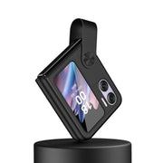 For OPPO Find N2 Flip Hand Strap Type Leather Phone Case(Black)