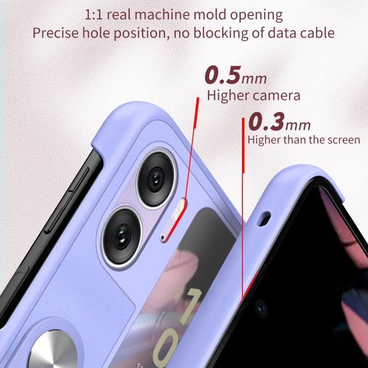 For OPPO Find N2 Flip Hand Strap Type Leather Phone Case(Purple)