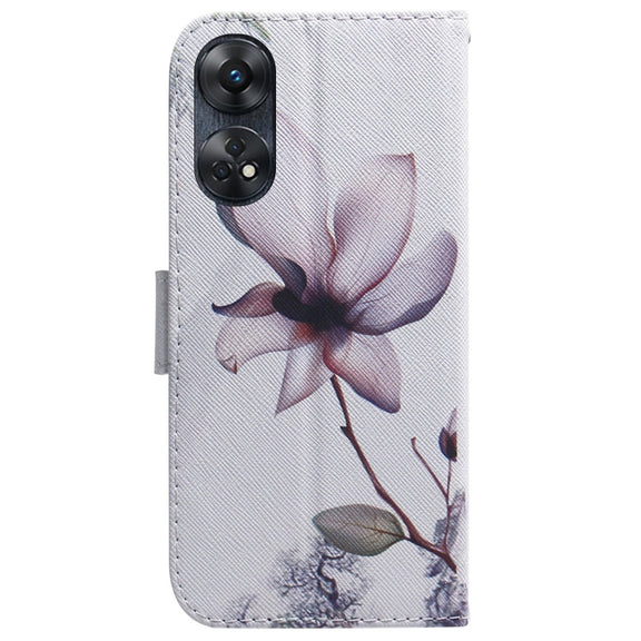 For OPPO Reno8 T 4G Coloured Drawing Flip Leather Phone Case(Magnolia)