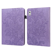 For Lenovo Tab M9 Lace Flower Embossing Pattern Leather Tablet Case(Purple)
