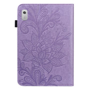 For Lenovo Tab M9 Lace Flower Embossing Pattern Leather Tablet Case(Purple)