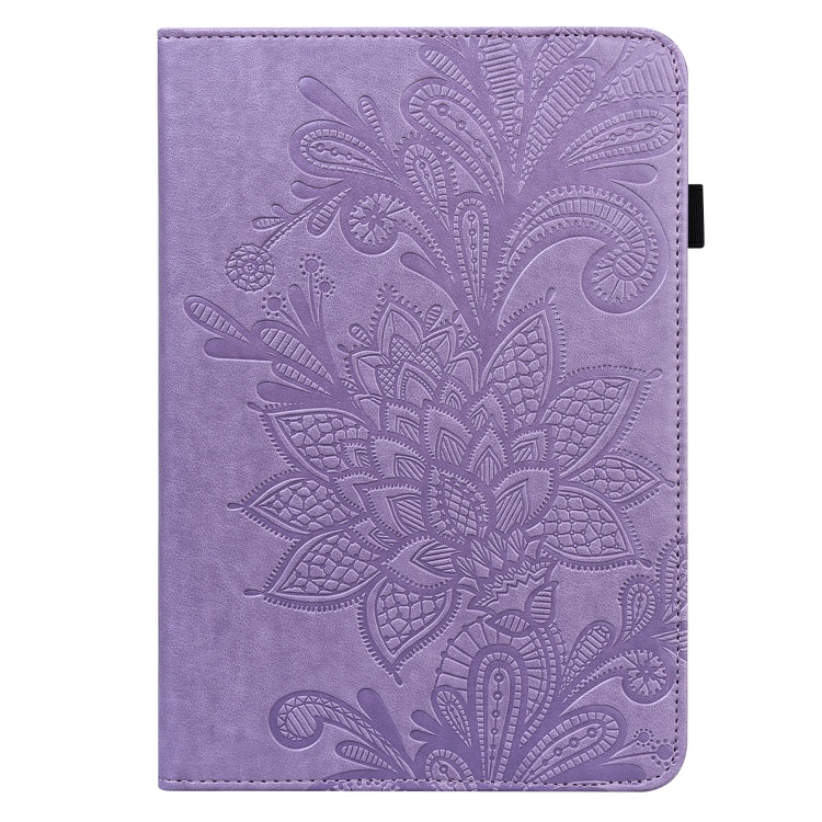 For Lenovo Tab M9 Lace Flower Embossing Pattern Leather Tablet Case(Purple)