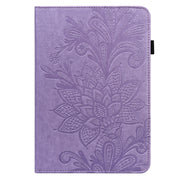 For Lenovo Tab M9 Lace Flower Embossing Pattern Leather Tablet Case(Purple)