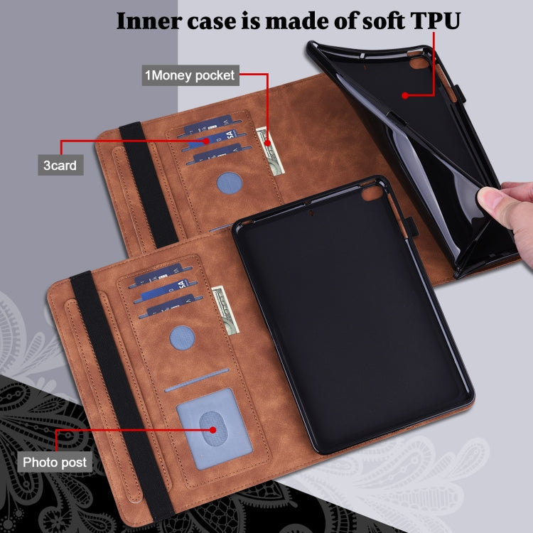 For Lenovo Tab M9 Lace Flower Embossing Pattern Leather Tablet Case(Brown)