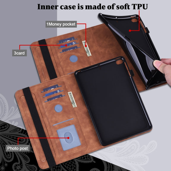 For Lenovo Tab M9 Lace Flower Embossing Pattern Leather Tablet Case(Brown)