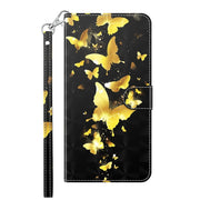 For Motorola Moto E13 3D Painting Pattern Leather Phone Case(Gold Butterfly)