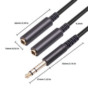 3718 6.35mm Male to Dual Female 1/4 TRS Stereo Audio Cable, Length: 30cm