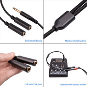 3718 6.35mm Male to Dual Female 1/4 TRS Stereo Audio Cable, Length: 30cm