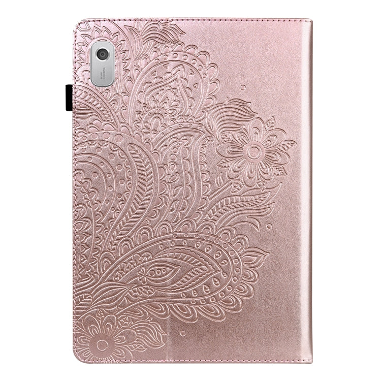 For Lenovo Tab M8 4th Gen TB-300FU Peacock Embossed Pattern Leather Tablet Case(Rose Gold)