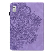 For Lenovo Tab M8 4th Gen TB-300FU Peacock Embossed Pattern Leather Tablet Case(Purple)