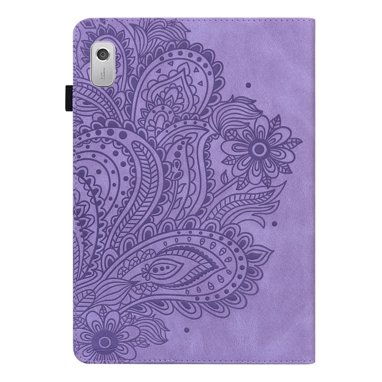 For Lenovo Tab M8 4th Gen TB-300FU Peacock Embossed Pattern Leather Tablet Case(Purple)