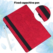 For Lenovo Tab M8 4th Gen TB-300FU Peacock Embossed Pattern Leather Tablet Case(Red)