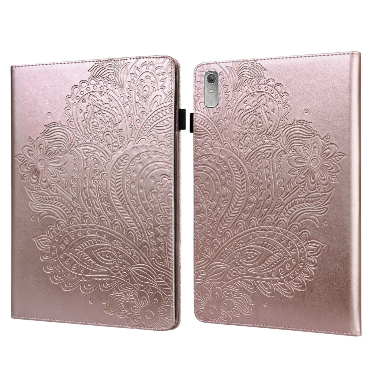 For Lenovo Tab P11 Gen 2 Peacock Embossed Pattern Leather Tablet Case(Rose Gold)