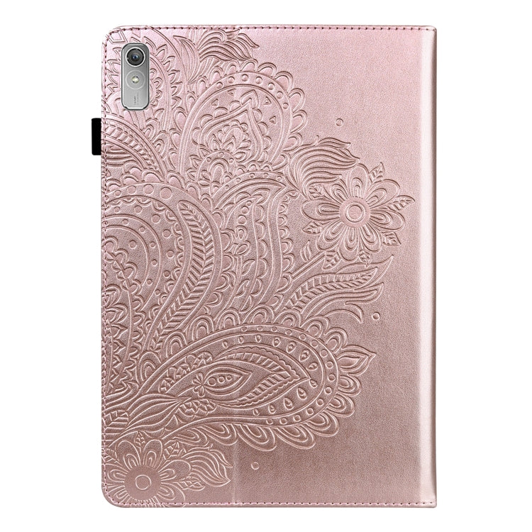 For Lenovo Tab P11 Gen 2 Peacock Embossed Pattern Leather Tablet Case(Rose Gold)