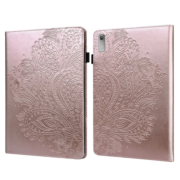 For Lenovo Tab P11 Gen 2 Peacock Embossed Pattern Leather Tablet Case(Rose Gold)