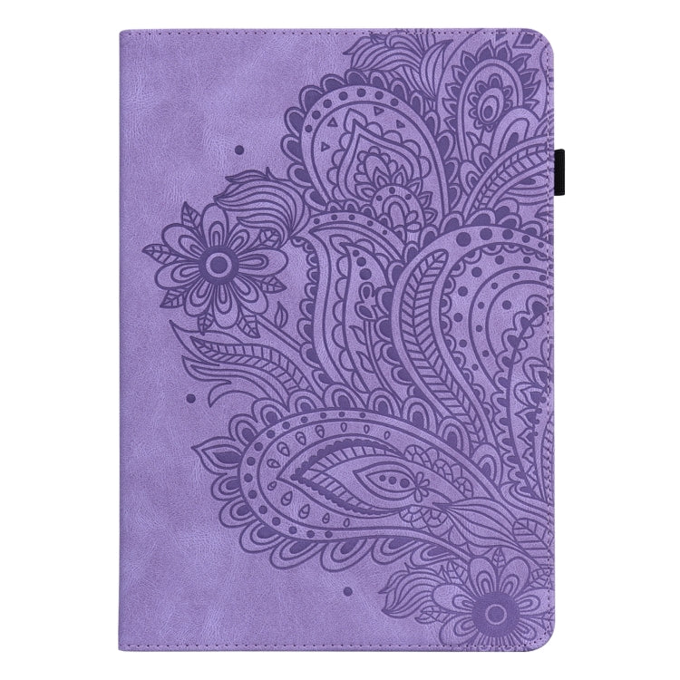 For Lenovo Tab P11 Gen 2 Peacock Embossed Pattern Leather Tablet Case(Purple)