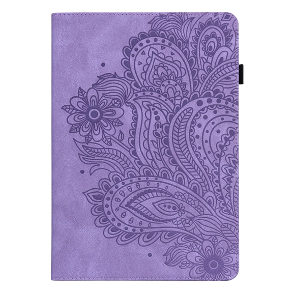 For Lenovo Tab P11 Gen 2 Peacock Embossed Pattern Leather Tablet Case(Purple)