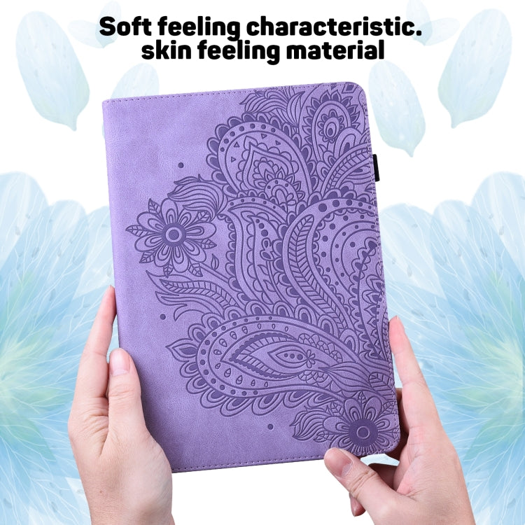 For Lenovo Tab P11 Gen 2 Peacock Embossed Pattern Leather Tablet Case(Purple)