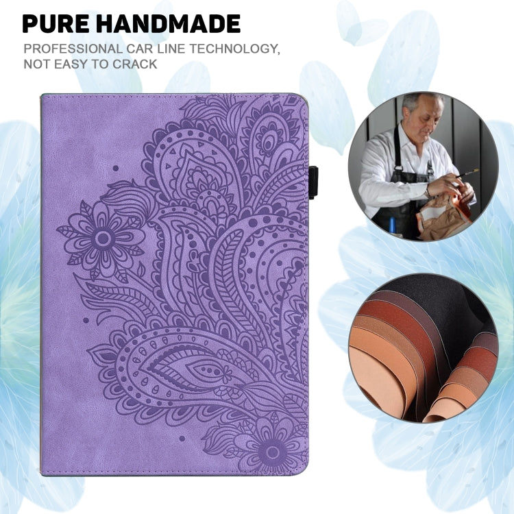 For Lenovo Tab P11 Gen 2 Peacock Embossed Pattern Leather Tablet Case(Purple)