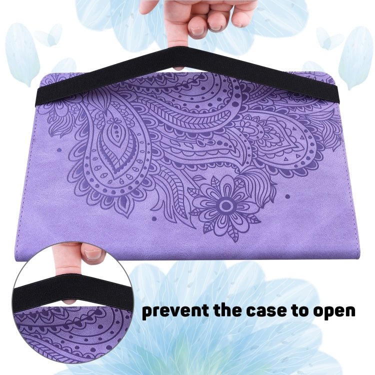 For Lenovo Tab P11 Gen 2 Peacock Embossed Pattern Leather Tablet Case(Purple)