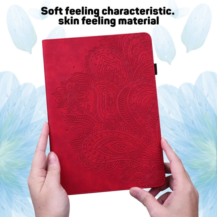For Lenovo Tab P11 Gen 2 Peacock Embossed Pattern Leather Tablet Case(Red)