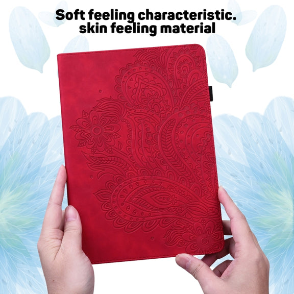 For Lenovo Tab P11 Gen 2 Peacock Embossed Pattern Leather Tablet Case(Red)