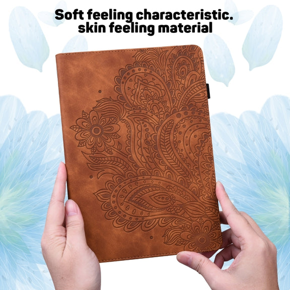 For Lenovo Tab P11 Gen 2 Peacock Embossed Pattern Leather Tablet Case(Brown)