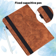 For Lenovo Tab P11 Gen 2 Peacock Embossed Pattern Leather Tablet Case(Brown)