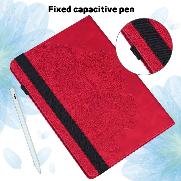 For Lenovo Tab P11 Pro Gen 2 Peacock Embossed Pattern Leather Tablet Case(Red)
