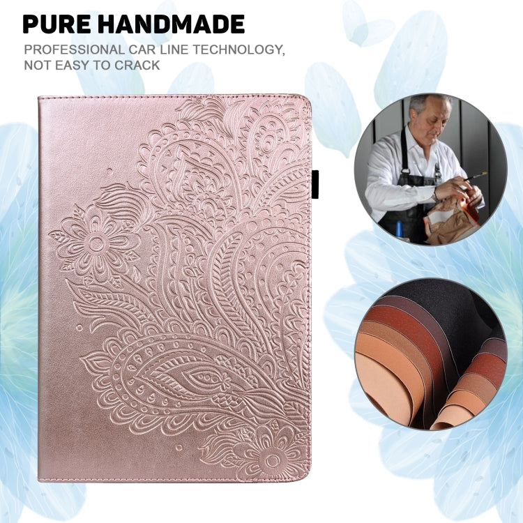 For Huawei MatePad SE 10.4 2022 Peacock Embossed Pattern Leather Tablet Case(Rose Gold)