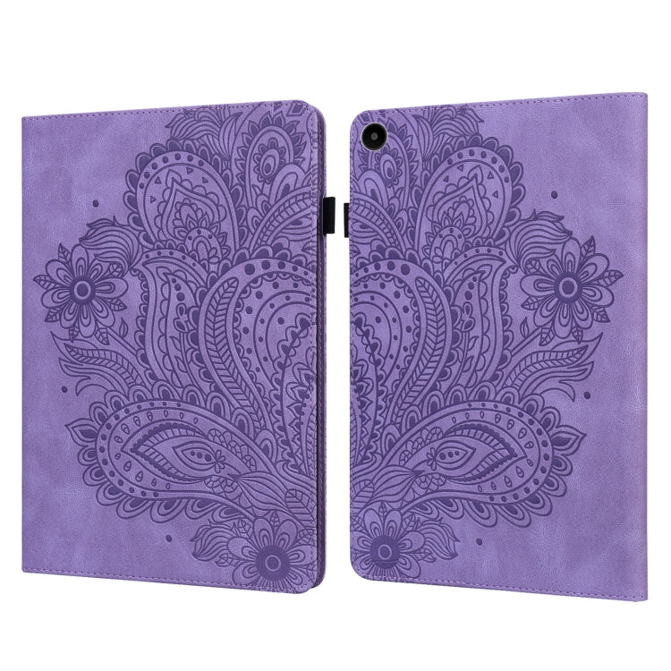 For Huawei MatePad SE 10.4 2022 Peacock Embossed Pattern Leather Tablet Case(Purple)