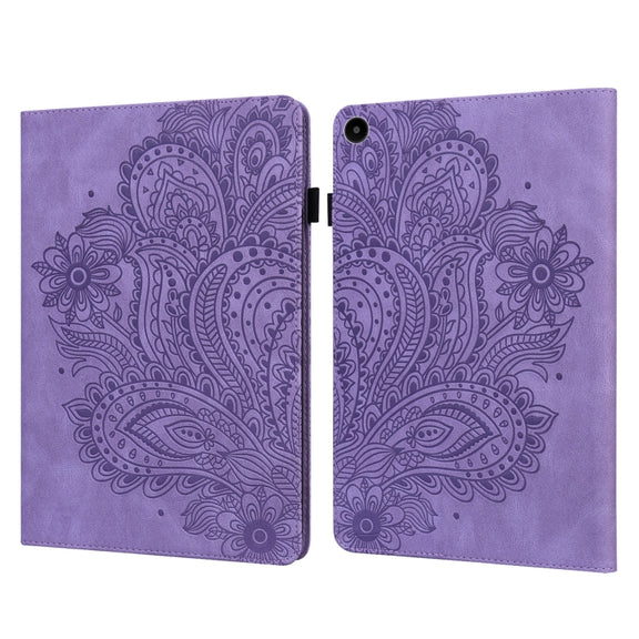For Huawei MatePad SE 10.4 2022 Peacock Embossed Pattern Leather Tablet Case(Purple)