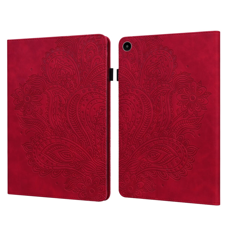 For Huawei MatePad SE 10.4 2022 Peacock Embossed Pattern Leather Tablet Case(Red)