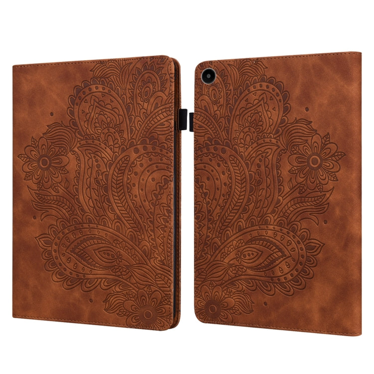 For Huawei MatePad SE 10.4 2022 Peacock Embossed Pattern Leather Tablet Case(Brown)