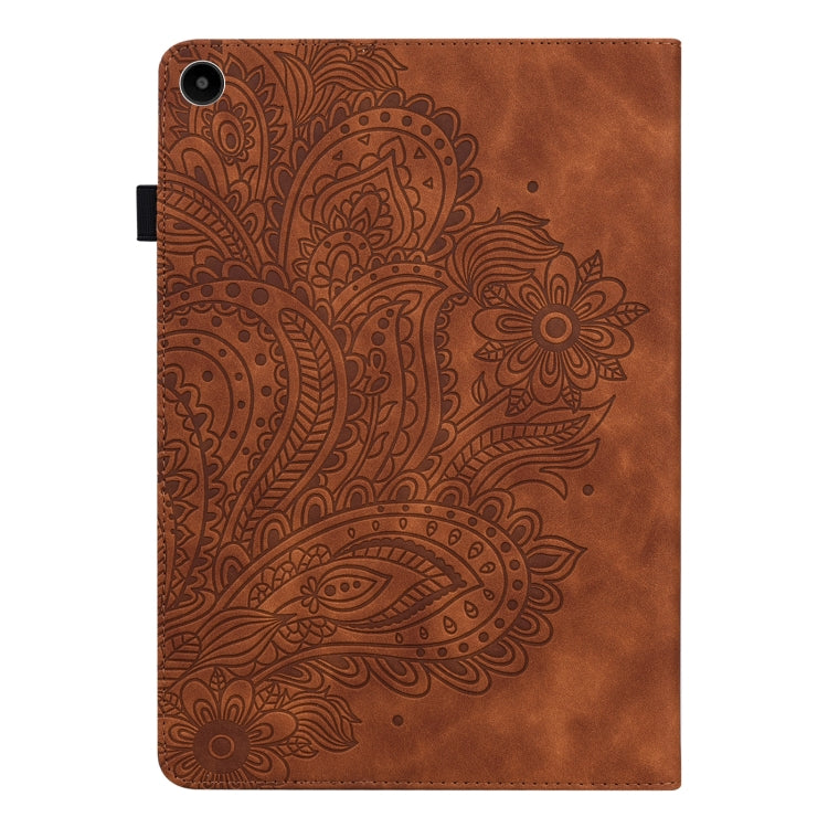 For Huawei MatePad SE 10.4 2022 Peacock Embossed Pattern Leather Tablet Case(Brown)