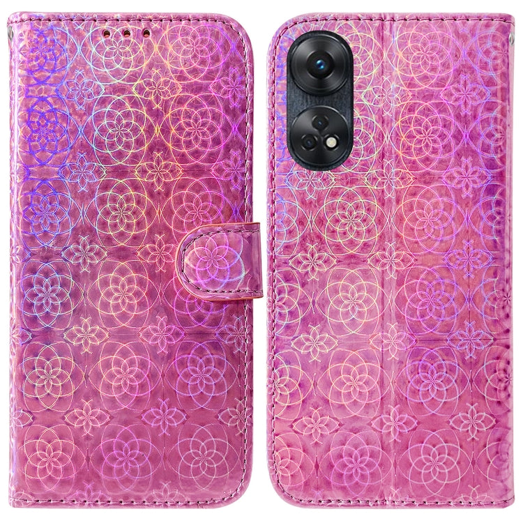 For OPPO Reno8 T 4G Colorful Magnetic Buckle Leather Phone Case(Pink)