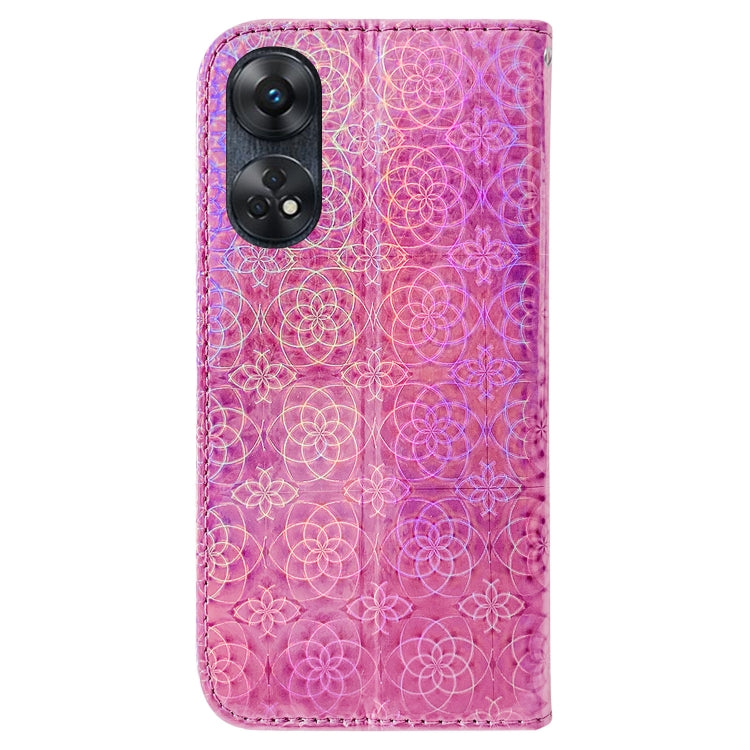 For OPPO Reno8 T 4G Colorful Magnetic Buckle Leather Phone Case(Pink)
